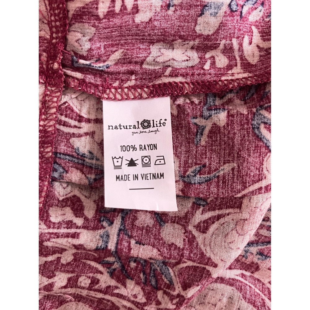 Natural Life XXL Magenta Floral Paisley Tiered Maxi Dress Short Sleeve Rayon - Picture 7 of 7